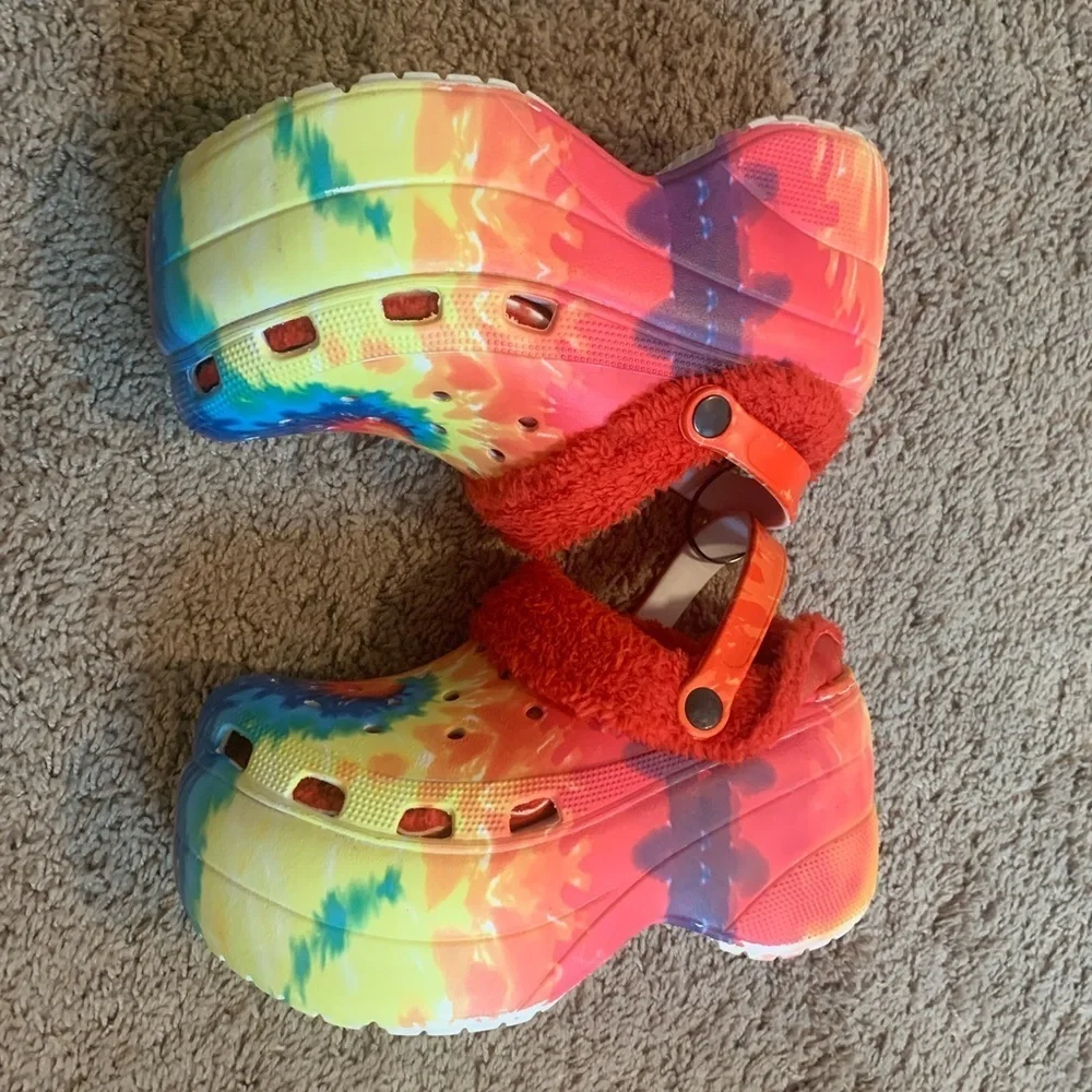 New Cape Robbin Gardener 3 Rainbow Praid Platform Clogs Sleep On Faux Blue Red